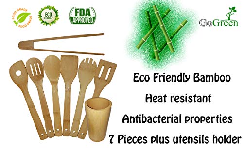 Kitchen Utensils Set | Eco-Friendly Natural Bamboo | Storage Holder | 8 Pieces 4 Kitchen Utensils Set | Eco-Friendly Natural Bamboo | Storage Holder | 8 Pieces - Image 4