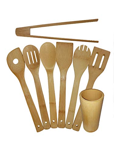 Kitchen Utensils Set | Eco-Friendly Natural Bamboo | Storage Holder | 8 Pieces 1 Kitchen Utensils Set | Eco-Friendly Natural Bamboo | Storage Holder | 8 Pieces
