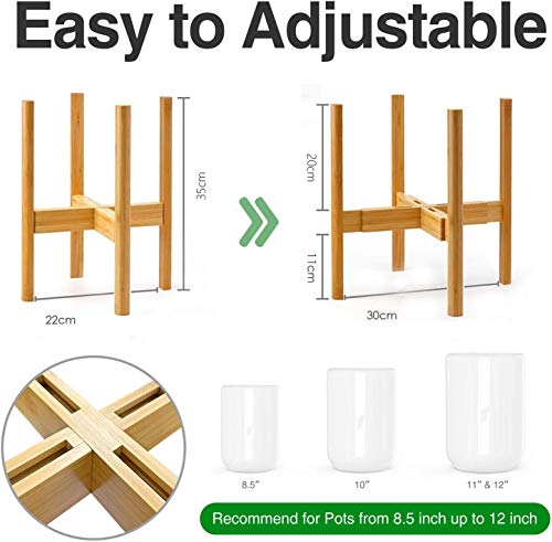 Gunolye 2 Set Adjustable Bamboo Plant Stand, Expandable Plant Holder,Flower Pot Display Stand,Modern Flower Potted Holder Rack for Indoor Outdoor,Fit 20-30 Centimeter Pots (Plant & Pot Not Included) 2 Gunolye 2 Set Adjustable Bamboo Plant Stand, Expandable Plant Holder,Flower Pot Display Stand,Modern Flower Potted Holder Rack for Indoor Outdoor,Fit 20-30 Centimeter Pots (Plant & Pot Not Included) - Image 2