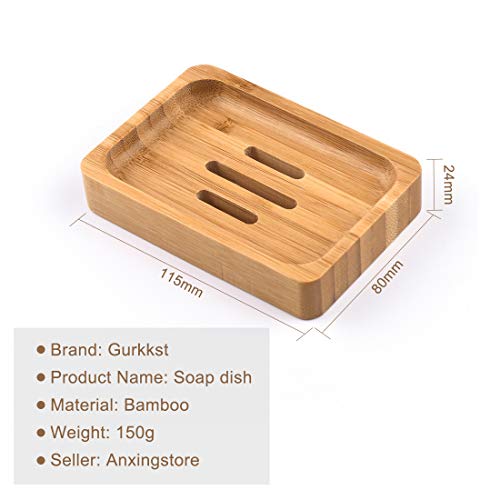 Gurkkst 2 PACK Natural Wooden Bamboo Soap Dish Storage Holder Soap Holder for Bathroom Shower Soap Dish Container Hand Craft for Soap,Sponges and More 2 Gurkkst 2 PACK Natural Wooden Bamboo Soap Dish Storage Holder Soap Holder for Bathroom Shower Soap Dish Container Hand Craft for Soap,Sponges and More - Image 2