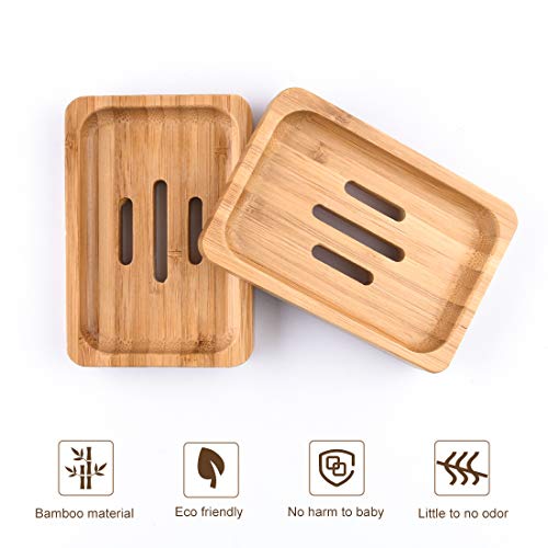 Gurkkst 2 PACK Natural Wooden Bamboo Soap Dish Storage Holder Soap Holder for Bathroom Shower Soap Dish Container Hand Craft for Soap,Sponges and More 3 Gurkkst 2 PACK Natural Wooden Bamboo Soap Dish Storage Holder Soap Holder for Bathroom Shower Soap Dish Container Hand Craft for Soap,Sponges and More - Image 3