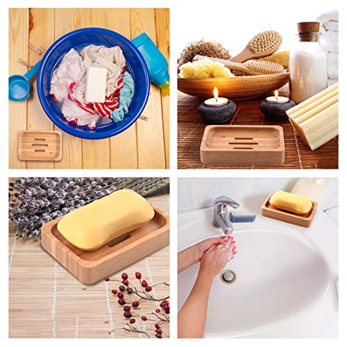 Gurkkst 2 PACK Natural Wooden Bamboo Soap Dish Storage Holder Soap Holder for Bathroom Shower Soap Dish Container Hand Craft for Soap,Sponges and More 4 Gurkkst 2 PACK Natural Wooden Bamboo Soap Dish Storage Holder Soap Holder for Bathroom Shower Soap Dish Container Hand Craft for Soap,Sponges and More - Image 4