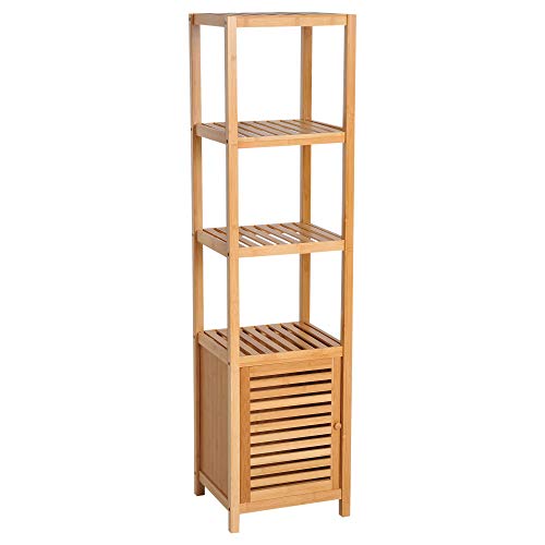HOMCOM 140cm Tall Bathroom Cabinet, Freestanding Storage Unit w/ 3 Shelves, Utility Organiser Cupboard for Home Kitchen 1 HOMCOM 140cm Tall Bathroom Cabinet, Freestanding Storage Unit w/ 3 Shelves, Utility Organiser Cupboard for Home Kitchen