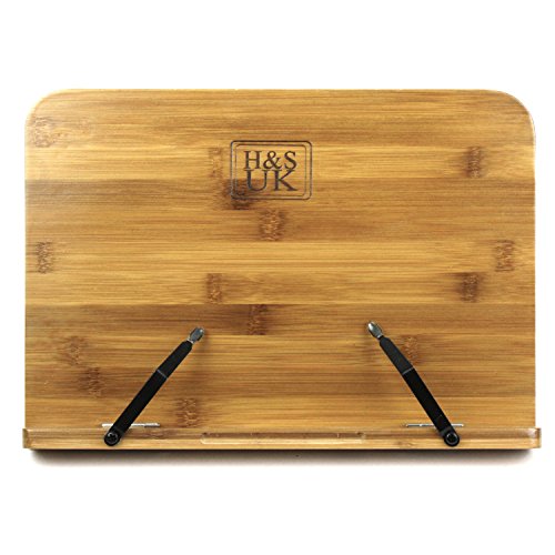 H&S Recipe Book Stand - Book Holder - Cookbook Stand for Kitchen - Bamboo Cookbook Holders for Reading - Recipe Stands with 6 Angle Options - Hands Free Page Holder - Folds Away 4 H&S Recipe Book Stand - Book Holder - Cookbook Stand for Kitchen - Bamboo Cookbook Holders for Reading - Recipe Stands with 6 Angle Options - Hands Free Page Holder - Folds Away - Image 4