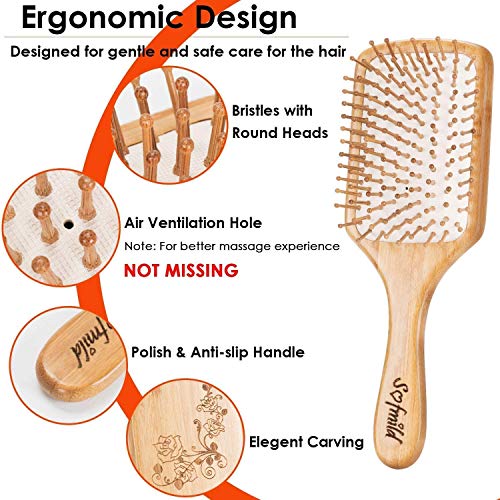Hair Brush, Eco-Friendly Natural Wooden Bamboo Paddle Hairbrush for Long Short Curly Thick Thin Hair for Men Women Kids, Massaging Scalp, Reducing Tangle & Hair Breakage, Promoting Hair Growth 2 Hair Brush, Eco-Friendly Natural Wooden Bamboo Paddle Hairbrush for Long Short Curly Thick Thin Hair for Men Women Kids, Massaging Scalp, Reducing Tangle & Hair Breakage, Promoting Hair Growth - Image 2