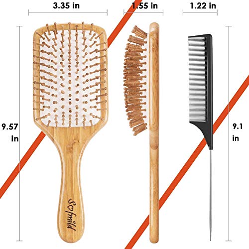 Hair Brush, Eco-Friendly Natural Wooden Bamboo Paddle Hairbrush for Long Short Curly Thick Thin Hair for Men Women Kids, Massaging Scalp, Reducing Tangle & Hair Breakage, Promoting Hair Growth 4 Hair Brush, Eco-Friendly Natural Wooden Bamboo Paddle Hairbrush for Long Short Curly Thick Thin Hair for Men Women Kids, Massaging Scalp, Reducing Tangle & Hair Breakage, Promoting Hair Growth - Image 4