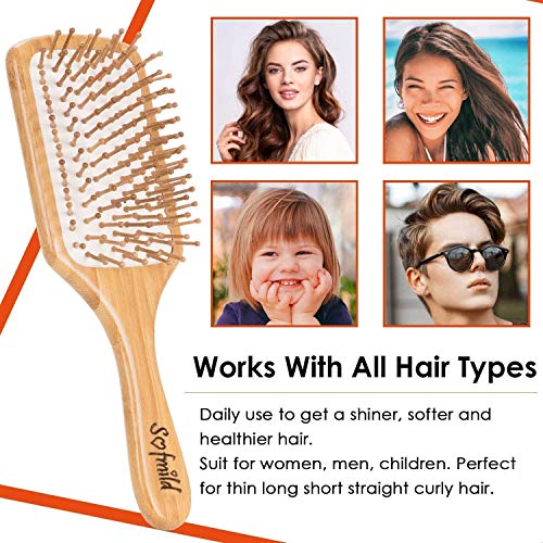 Hair Brush, Eco-Friendly Natural Wooden Bamboo Paddle Hairbrush for Long Short Curly Thick Thin Hair for Men Women Kids, Massaging Scalp, Reducing Tangle & Hair Breakage, Promoting Hair Growth 5 Hair Brush, Eco-Friendly Natural Wooden Bamboo Paddle Hairbrush for Long Short Curly Thick Thin Hair for Men Women Kids, Massaging Scalp, Reducing Tangle & Hair Breakage, Promoting Hair Growth - Image 5