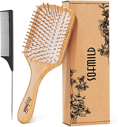 Hair Brush, Eco-Friendly Natural Wooden Bamboo Paddle Hairbrush for Long Short Curly Thick Thin Hair for Men Women Kids, Massaging Scalp, Reducing Tangle & Hair Breakage, Promoting Hair Growth 1 Hair Brush, Eco-Friendly Natural Wooden Bamboo Paddle Hairbrush for Long Short Curly Thick Thin Hair for Men Women Kids, Massaging Scalp, Reducing Tangle & Hair Breakage, Promoting Hair Growth
