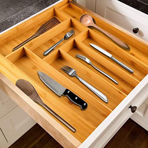 Harcas Bamboo Cutlery Tray. 6-8 Compartment Utensil Holder for Kitchen Drawer. Large Extendable Size Organiser for Knife, Forks and Cutlery. Cutlery Not Included 7 Harcas Bamboo Cutlery Tray. 6-8 Compartment Utensil Holder for Kitchen Drawer. Large Extendable Size Organiser for Knife, Forks and Cutlery. Cutlery Not Included - Image 7