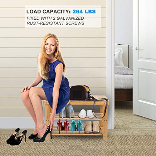 Hossejoy Bamboo Shoe Bench, 3 Tier Shoe Rack Storage Organiser, Shoe Racks Storage Shelf Organizer, Ideal for Entryway, Living Room, Hallway (70 x 28 x 45cm) 2 Hossejoy Bamboo Shoe Bench, 3 Tier Shoe Rack Storage Organiser, Shoe Racks Storage Shelf Organizer, Ideal for Entryway, Living Room, Hallway (70 x 28 x 45cm) - Image 2