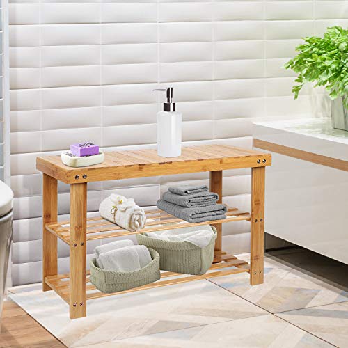 Hossejoy Bamboo Shoe Bench, 3 Tier Shoe Rack Storage Organiser, Shoe Racks Storage Shelf Organizer, Ideal for Entryway, Living Room, Hallway (70 x 28 x 45cm) 3 Hossejoy Bamboo Shoe Bench, 3 Tier Shoe Rack Storage Organiser, Shoe Racks Storage Shelf Organizer, Ideal for Entryway, Living Room, Hallway (70 x 28 x 45cm) - Image 3