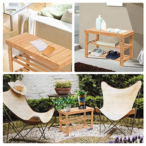 Hossejoy Bamboo Shoe Bench, 3 Tier Shoe Rack Storage Organiser, Shoe Racks Storage Shelf Organizer, Ideal for Entryway, Living Room, Hallway (70 x 28 x 45cm) 5 Hossejoy Bamboo Shoe Bench, 3 Tier Shoe Rack Storage Organiser, Shoe Racks Storage Shelf Organizer, Ideal for Entryway, Living Room, Hallway (70 x 28 x 45cm) - Image 5