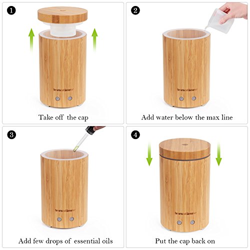 InnoGear Real Bamboo Essential Oil Diffuser 160ml Ultrasonic Aromatherapy Diffusers Cool Mist Humidifier with 7 LED… 3 InnoGear Real Bamboo Essential Oil Diffuser 160ml Ultrasonic Aromatherapy Diffusers Cool Mist Humidifier with 7 LED… - Image 3