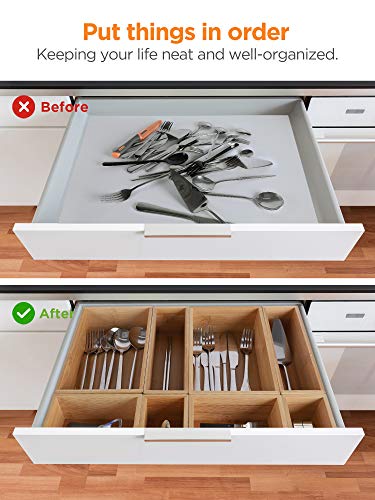 InnoGear Set of 8 Desk Drawer Organiser Trays, Bamboo Storage Boxes Divider with 4-Size Make-up Organiser for Office… 2 InnoGear Set of 8 Desk Drawer Organiser Trays, Bamboo Storage Boxes Divider with 4-Size Make-up Organiser for Office… - Image 2