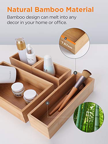 InnoGear Set of 8 Desk Drawer Organiser Trays, Bamboo Storage Boxes Divider with 4-Size Make-up Organiser for Office… 3 InnoGear Set of 8 Desk Drawer Organiser Trays, Bamboo Storage Boxes Divider with 4-Size Make-up Organiser for Office… - Image 3