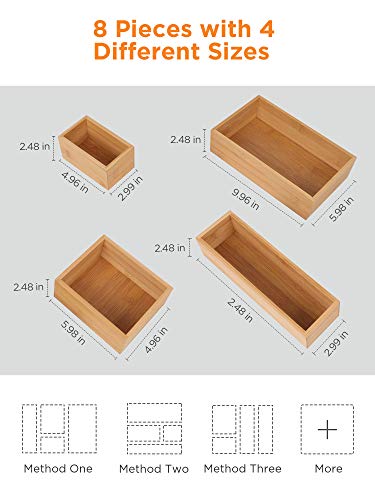 InnoGear Set of 8 Desk Drawer Organiser Trays, Bamboo Storage Boxes Divider with 4-Size Make-up Organiser for Office… 6 InnoGear Set of 8 Desk Drawer Organiser Trays, Bamboo Storage Boxes Divider with 4-Size Make-up Organiser for Office… - Image 6