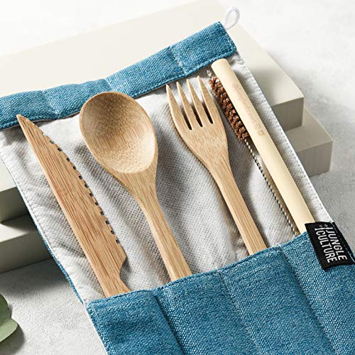 Jungle Culture® Portable Bamboo Cutlery Set | Zero Waste Reusable Wooden Cutlery | Knife, Fork, Spoon, Straw, Brush… 3 Jungle Culture® Portable Bamboo Cutlery Set | Zero Waste Reusable Wooden Cutlery | Knife, Fork, Spoon, Straw, Brush… - Image 3