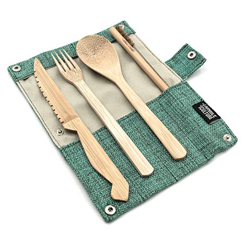 Jungle Culture® Portable Bamboo Cutlery Set | Zero Waste Reusable Wooden Cutlery | Knife, Fork, Spoon, Straw, Brush… 1 Jungle Culture® Portable Bamboo Cutlery Set | Zero Waste Reusable Wooden Cutlery | Knife, Fork, Spoon, Straw, Brush…
