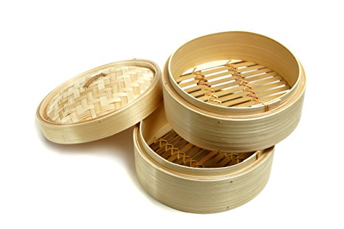 Ken Hom Bamboo Two-Tier Steamer, 20cm, Cream 3 Ken Hom Bamboo Two-Tier Steamer, 20cm, Cream - Image 3