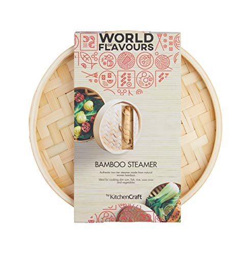 KitchenCraft World of Flavours 2cm Bamboo Steamer Basket, 2 Tier, Ideal for Best for Dim Sum, Vegetables, Bao Buns, Meat and Fish, Beige 4 KitchenCraft World of Flavours 2cm Bamboo Steamer Basket, 2 Tier, Ideal for Best for Dim Sum, Vegetables, Bao Buns, Meat and Fish, Beige - Image 4