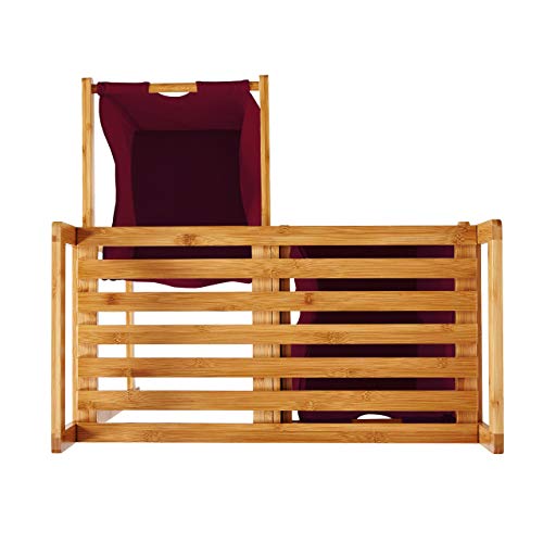Lumaland Bamboo Laundry Basket with 2 Pull-Out Laundry Bags | Size Approx. 73 cm Height x 64 cm Width x 33 cm Depth, Colour: Dark Red 7 Lumaland Bamboo Laundry Basket with 2 Pull-Out Laundry Bags | Size Approx. 73 cm Height x 64 cm Width x 33 cm Depth, Colour: Dark Red - Image 7
