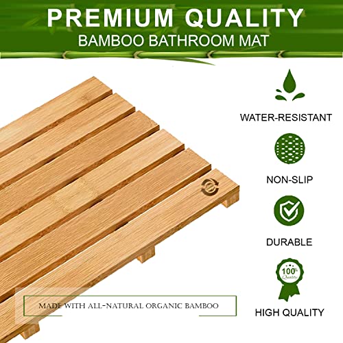 MantraRaj Premium Bamboo Bath Mat - 60x40cm Non-Slip Feet, Ideal for Home, Hotels, Spa, Indoor & Outdoor Use Bathroom Duckboard | Natural Bamboo Shower Mat | Wooden Bath Mat 2 MantraRaj Premium Bamboo Bath Mat - 60x40cm Non-Slip Feet, Ideal for Home, Hotels, Spa, Indoor & Outdoor Use Bathroom Duckboard | Natural Bamboo Shower Mat | Wooden Bath Mat - Image 2