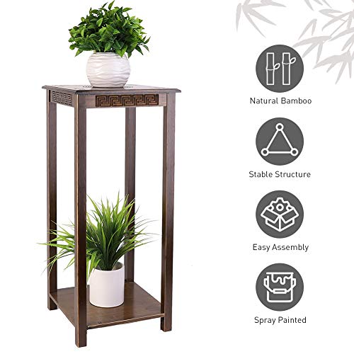 Medla 2 Tier Plant Pot Stand, Bamboo Shelving Unit Plant Shelf Indoor Flower Pot Holder 25x25x75CM 2 Medla 2 Tier Plant Pot Stand, Bamboo Shelving Unit Plant Shelf Indoor Flower Pot Holder 25x25x75CM - Image 2