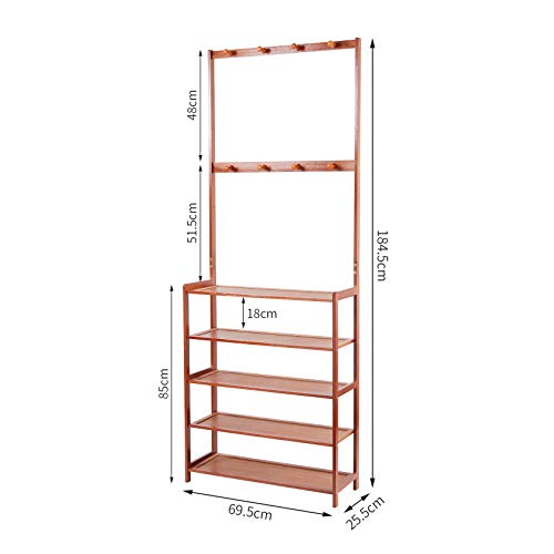 Medla 5 Tier Shoe Rack Storage Organizer, Bamboo Coat Rack with Shoe Storage Shoe Stands for Hallway with 8 Hanger Hooks… 4 Medla 5 Tier Shoe Rack Storage Organizer, Bamboo Coat Rack with Shoe Storage Shoe Stands for Hallway with 8 Hanger Hooks… - Image 4