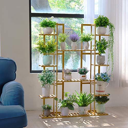 Medla Bamboo Plant Shelf, Multi-Function Plant Holder with 9 Shelves, Vertical Design Flower Pot Stand, Ideal for Home, Balcony, Terrace, Garden, Office, Coffee – 123 x 89 x 19.5 cm, Maximum Load 95 2 Medla Bamboo Plant Shelf, Multi-Function Plant Holder with 9 Shelves, Vertical Design Flower Pot Stand, Ideal for Home, Balcony, Terrace, Garden, Office, Coffee – 123 x 89 x 19.5 cm, Maximum Load 95 - Image 2