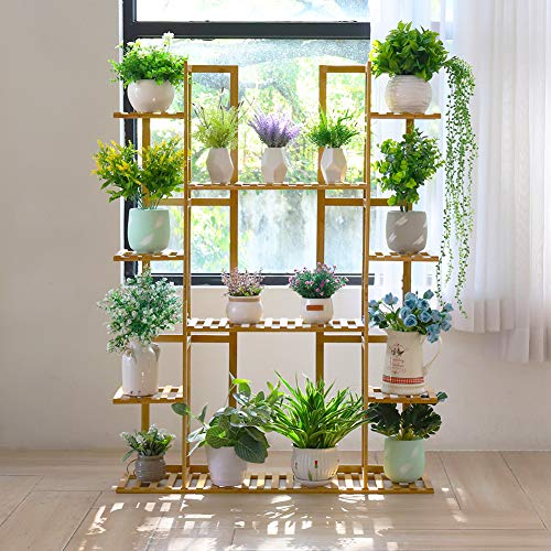 Medla Bamboo Plant Shelf, Multi-Function Plant Holder with 9 Shelves, Vertical Design Flower Pot Stand, Ideal for Home, Balcony, Terrace, Garden, Office, Coffee – 123 x 89 x 19.5 cm, Maximum Load 95 3 Medla Bamboo Plant Shelf, Multi-Function Plant Holder with 9 Shelves, Vertical Design Flower Pot Stand, Ideal for Home, Balcony, Terrace, Garden, Office, Coffee – 123 x 89 x 19.5 cm, Maximum Load 95 - Image 3
