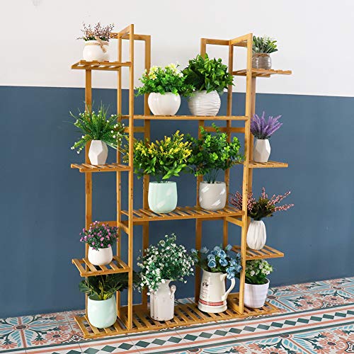 Medla Bamboo Plant Shelf, Multi-Function Plant Holder with 9 Shelves, Vertical Design Flower Pot Stand, Ideal for Home, Balcony, Terrace, Garden, Office, Coffee – 123 x 89 x 19.5 cm, Maximum Load 95 4 Medla Bamboo Plant Shelf, Multi-Function Plant Holder with 9 Shelves, Vertical Design Flower Pot Stand, Ideal for Home, Balcony, Terrace, Garden, Office, Coffee – 123 x 89 x 19.5 cm, Maximum Load 95 - Image 4