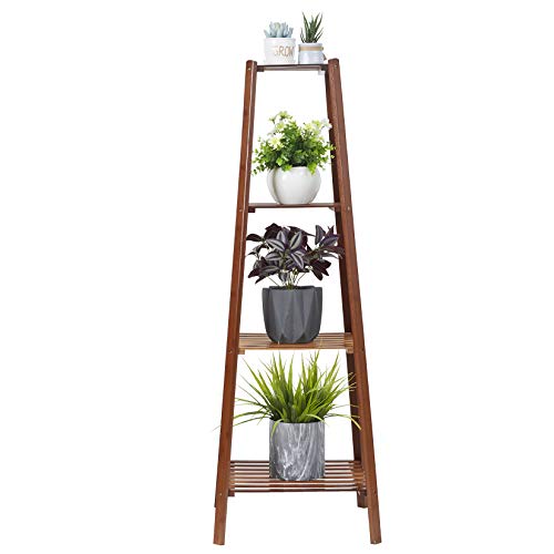 UNHO 4 Tiered Plant Stand, Bamboo Plant Pot Holder Tall Plant Display