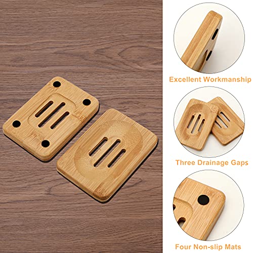 Mutsitaz 2 Packs Natural Wooden Bamboo Soap Dish Storage Holder Handmade Soap Holder for Bathroom Shower, Soap Dish… 2 Mutsitaz 2 Packs Natural Wooden Bamboo Soap Dish Storage Holder Handmade Soap Holder for Bathroom Shower, Soap Dish… - Image 2