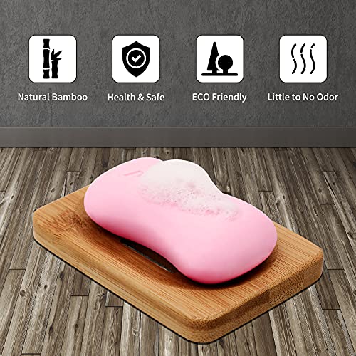 Mutsitaz 2 Packs Natural Wooden Bamboo Soap Dish Storage Holder Handmade Soap Holder for Bathroom Shower, Soap Dish… 3 Mutsitaz 2 Packs Natural Wooden Bamboo Soap Dish Storage Holder Handmade Soap Holder for Bathroom Shower, Soap Dish… - Image 3