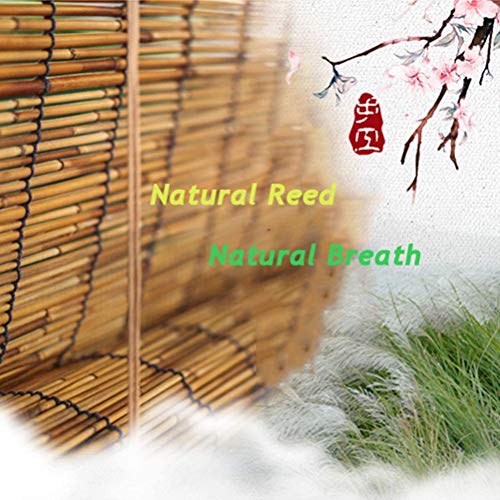 Bamboo Blinds Natural Reed Curtain Roller Blind,Living Room Tea Room Shop Decoration Shading Partition Vintage Straw Curtain, Waterproof and Dustproof,for Outdoor Indoor(50x120cm/20x47in) 2 Bamboo Blinds Natural Reed Curtain Roller Blind,Living Room Tea Room Shop Decoration Shading Partition Vintage Straw Curtain, Waterproof and Dustproof,for Outdoor Indoor(50x120cm/20x47in) - Image 2