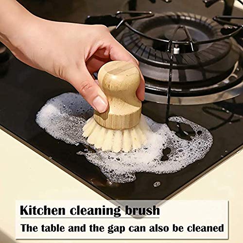 Natural Dish Scrub Brush 2 Piece Set,Made from 100 Natural Bristle