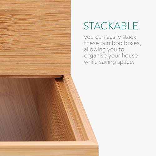 Navaris Bamboo Storage Boxes - Set of 2 Wooden Stackable Box Organisers for Bedroom, Kitchen, Bathroom, Living Room, Makeup, Jewellery, Accessories 3 Navaris Bamboo Storage Boxes - Set of 2 Wooden Stackable Box Organisers for Bedroom, Kitchen, Bathroom, Living Room, Makeup, Jewellery, Accessories - Image 3