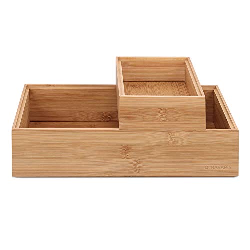 Navaris Bamboo Storage Boxes - Set of 2 Wooden Stackable Box Organisers for Bedroom, Kitchen, Bathroom, Living Room, Makeup, Jewellery, Accessories 5 Navaris Bamboo Storage Boxes - Set of 2 Wooden Stackable Box Organisers for Bedroom, Kitchen, Bathroom, Living Room, Makeup, Jewellery, Accessories - Image 5