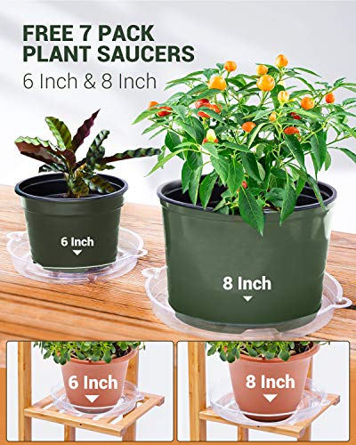 Ohuhu Bamboo Plant Stand 6 Tier 7 Shelf Rack with 7 Plant Saucers, Indoor Outdoor Tall Tiered Plants Stands with 6" & 8" Saucer, Multiple Flower Pots Holder for Yard Patio Garden Balcony Rooms Corner 3 Ohuhu Bamboo Plant Stand 6 Tier 7 Shelf Rack with 7 Plant Saucers, Indoor Outdoor Tall Tiered Plants Stands with 6" & 8" Saucer, Multiple Flower Pots Holder for Yard Patio Garden Balcony Rooms Corner - Image 3