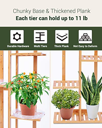 Ohuhu Bamboo Plant Stand 6 Tier 7 Shelf Rack with 7 Plant Saucers, Indoor Outdoor Tall Tiered Plants Stands with 6" & 8" Saucer, Multiple Flower Pots Holder for Yard Patio Garden Balcony Rooms Corner 5 Ohuhu Bamboo Plant Stand 6 Tier 7 Shelf Rack with 7 Plant Saucers, Indoor Outdoor Tall Tiered Plants Stands with 6" & 8" Saucer, Multiple Flower Pots Holder for Yard Patio Garden Balcony Rooms Corner - Image 5