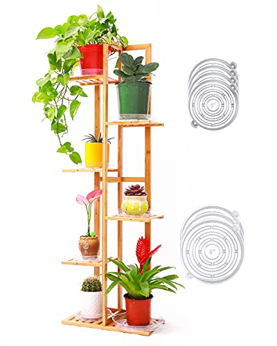 Ohuhu Bamboo Plant Stand 6 Tier 7 Shelf Rack with 7 Plant Saucers, Indoor Outdoor Tall Tiered Plants Stands with 6" & 8" Saucer, Multiple Flower Pots Holder for Yard Patio Garden Balcony Rooms Corner 1 Ohuhu Bamboo Plant Stand 6 Tier 7 Shelf Rack with 7 Plant Saucers, Indoor Outdoor Tall Tiered Plants Stands with 6" & 8" Saucer, Multiple Flower Pots Holder for Yard Patio Garden Balcony Rooms Corner
