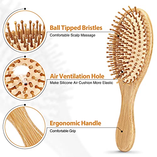 Pack of 2 Bamboo Hair Brushes, 100% Natural Hair Brush with Bamboo Bristles, Massages Scalp Anti-Static Hair Detangle… 2 Pack of 2 Bamboo Hair Brushes, 100% Natural Hair Brush with Bamboo Bristles, Massages Scalp Anti-Static Hair Detangle… - Image 2