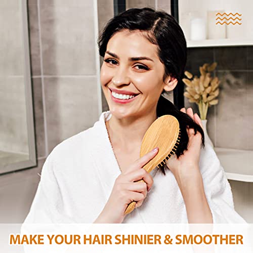Pack of 2 Bamboo Hair Brushes, 100% Natural Hair Brush with Bamboo Bristles, Massages Scalp Anti-Static Hair Detangle… 5 Pack of 2 Bamboo Hair Brushes, 100% Natural Hair Brush with Bamboo Bristles, Massages Scalp Anti-Static Hair Detangle… - Image 5