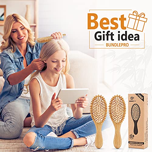 Pack of 2 Bamboo Hair Brushes, 100% Natural Hair Brush with Bamboo Bristles, Massages Scalp Anti-Static Hair Detangle… 6 Pack of 2 Bamboo Hair Brushes, 100% Natural Hair Brush with Bamboo Bristles, Massages Scalp Anti-Static Hair Detangle… - Image 6