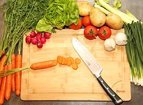 Premium Organic Bamboo Wooden Chopping Board by Harcas. Extra Large Size Cutting Board 45cm x 30cm x 2cm. Best for Meat, Vegetables, Tapas and Cheese. Professional Grade for Durability. Drip Groove 2 Premium Organic Bamboo Wooden Chopping Board by Harcas. Extra Large Size Cutting Board 45cm x 30cm x 2cm. Best for Meat, Vegetables, Tapas and Cheese. Professional Grade for Durability. Drip Groove - Image 2