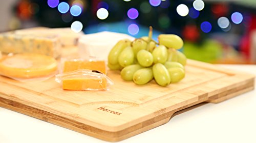 Premium Organic Bamboo Wooden Chopping Board by Harcas. Extra Large Size Cutting Board 45cm x 30cm x 2cm. Best for Meat, Vegetables, Tapas and Cheese. Professional Grade for Durability. Drip Groove 4 Premium Organic Bamboo Wooden Chopping Board by Harcas. Extra Large Size Cutting Board 45cm x 30cm x 2cm. Best for Meat, Vegetables, Tapas and Cheese. Professional Grade for Durability. Drip Groove - Image 4