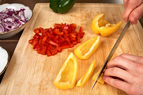 Premium Organic Bamboo Wooden Chopping Board by Harcas. Extra Large Size Cutting Board 45cm x 30cm x 2cm. Best for Meat, Vegetables, Tapas and Cheese. Professional Grade for Durability. Drip Groove 6 Premium Organic Bamboo Wooden Chopping Board by Harcas. Extra Large Size Cutting Board 45cm x 30cm x 2cm. Best for Meat, Vegetables, Tapas and Cheese. Professional Grade for Durability. Drip Groove - Image 6