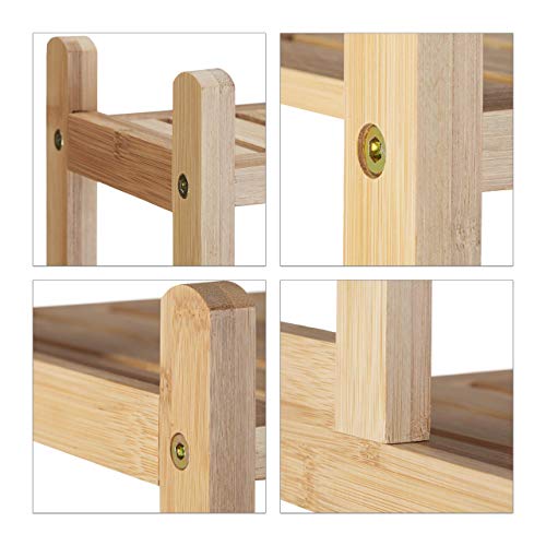 Relaxdays Bamboo Bathroom Shelf, 5 Tiers for Kitchen, Hallway, Bathroom, Open, Freestanding, HxWxD: 121x33x28 cm, Natural Brown 4 Relaxdays Bamboo Bathroom Shelf, 5 Tiers for Kitchen, Hallway, Bathroom, Open, Freestanding, HxWxD: 121x33x28 cm, Natural Brown - Image 4
