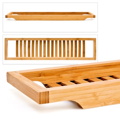 Relaxdays bamboo bath rack, with lattice look, bath bridge for soap or sponges, with holders, natural, H x W x D approx. 4 x 64 x 15 cm 4 Relaxdays bamboo bath rack, with lattice look, bath bridge for soap or sponges, with holders, natural, H x W x D approx. 4 x 64 x 15 cm - Image 4