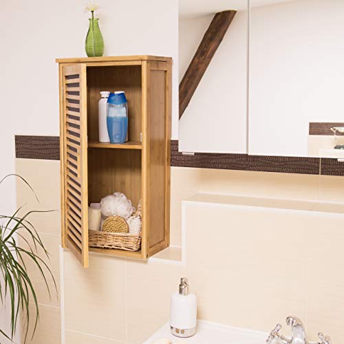 Relaxdays Bamboo Size: 66 x 35 x 20 cm with 2 Shelves with Storage Space Accessories Wall Cabinet or Standing Cupboard for The Bathroom, and Living Room, Natural Brown, 20 x 35 x 66 cm 2 Relaxdays Bamboo Size: 66 x 35 x 20 cm with 2 Shelves with Storage Space Accessories Wall Cabinet or Standing Cupboard for The Bathroom, and Living Room, Natural Brown, 20 x 35 x 66 cm - Image 2